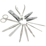 12pcs Manicure Set Pedicure Scissor + Cuticle Knife + Ear Pick + Nail Clipper Kit Stainless Steel Nail Care Tool Sets