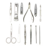 12pcs Manicure Set Pedicure Scissor + Cuticle Knife + Ear Pick + Nail Clipper Kit Stainless Steel Nail Care Tool Sets