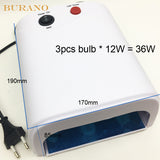 Burano 36W UV Lamp & 36 Colors UV Gel Nail polish Art Tools polish nail Set Kit building gel manicure set a seto of tools
