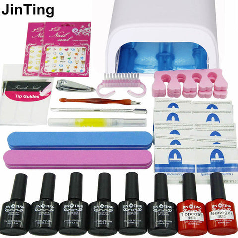 NAIL ART BASE TOOL 36W UV Lamp & 6 Color soak off Gel nail base gel top coat gel nail polish kit Manicure Sets & Kits