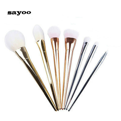 Sayoo New 7pcs Makeup Cosmetic Brushes Set Powder Foundation Eyeshadow Lip Brush Tool