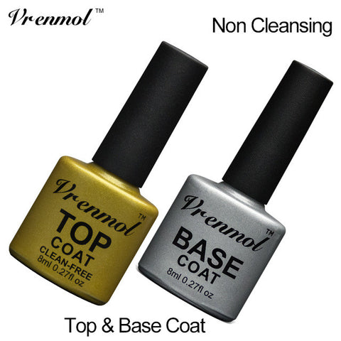 Vrenmol 1pcs Nail Gel Top Coat Top it off + Base Coat Foundation for UV Gel Polish Non Cleansing Top and Base Coat Primer